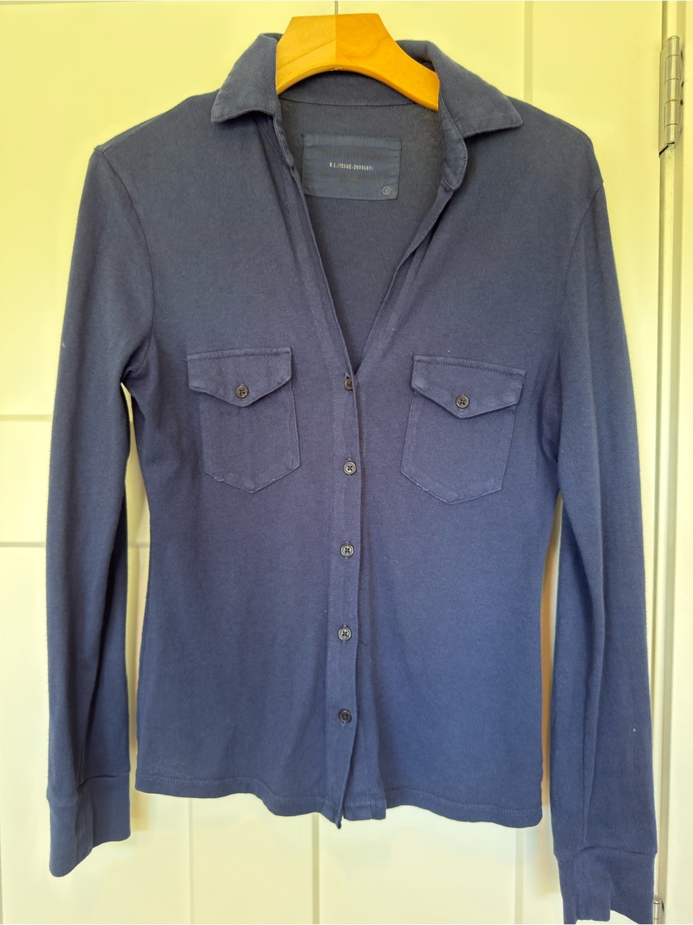 Nili Lotan Navy Blue Casual Button-Down Shirt